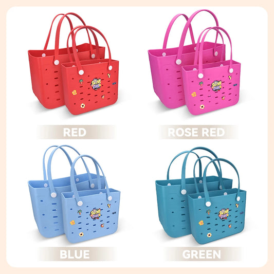 TOKYO™➥ 👧🏻New Solid Color Beach Bag, Fashionable Rubber Handbag, Portable EVA Handbag Suitable For Beach Boats, Sports, And Shopping